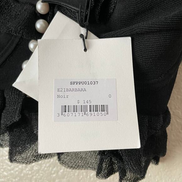 Sandro Top Womens Size 0 Black Barbara Cropped Knit Ruffle Sleeveless Tank NWT - Picture 10 of 13